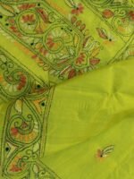 Green-kantha-handembroidered-tussar-silk-saree