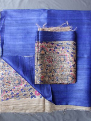 Royal-blue-madhubani-tussar-silk-2pc-ladies-suit
