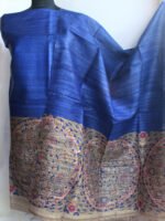 Royal-blue-madhubani-tussar-silk-kurta-dupatta-DM-set