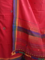 Scarlet-red-Bhujodi-mirrorwork-fine-cotton-Dress-material