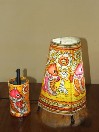 Yellow-fishes-Tholu-Bommalata-lamp-pens-stand-set-Shilphaat