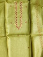 Yellowish-Green-Mens-pure-silk-kurta-fabric at Shilphaat