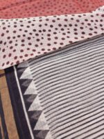 Black, Red, White striped Kota cotton Saree - Image 2