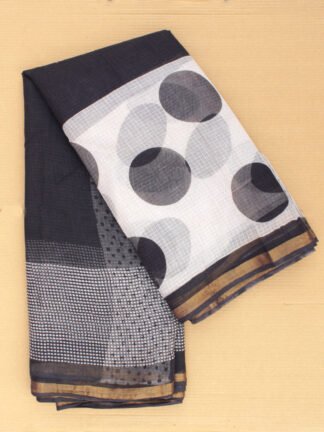 Black,-white-dots-and-checks-kota-doria-saree at Shilphaat