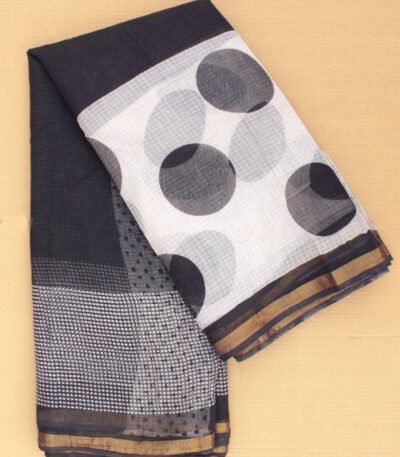 Black,-white-dots-and-checks-kota-doria-saree at Shilphaat