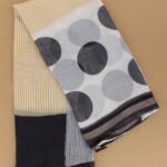 Black, Yellow, White dots and stripes Kota Saree