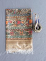 Fishes-Madhubani-Ghicha-silk-Dupatta at Shilphaat