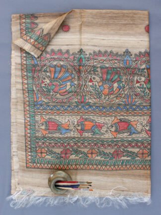 Fishes-Madhubani-Ghicha-silk-Dupatta-Shilphaat