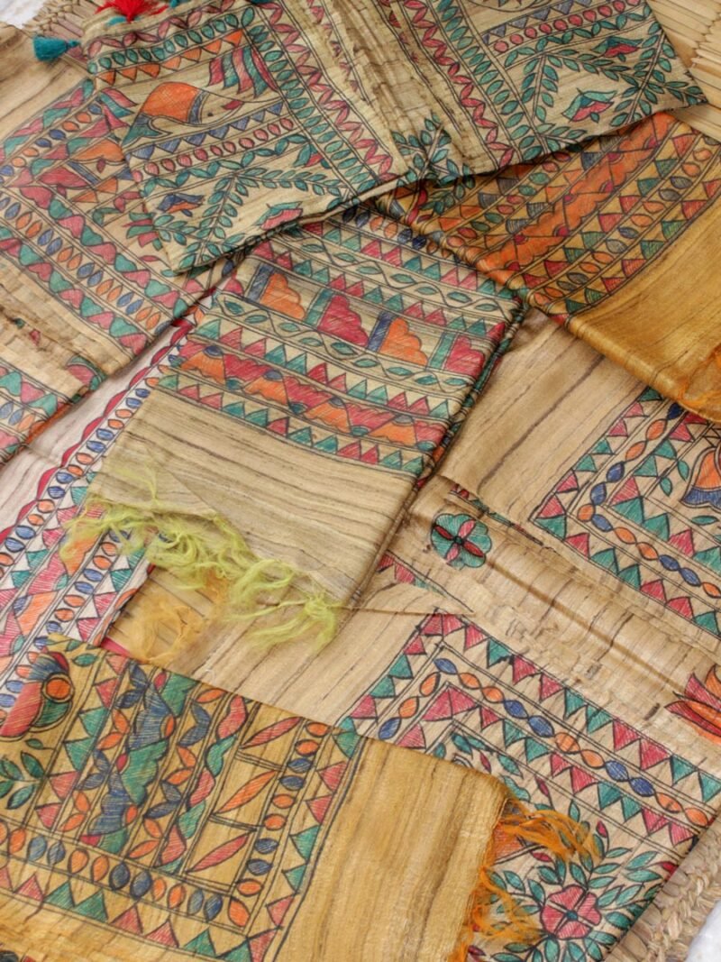Madhubani-Ghicha-Tussar-silk-dupatta