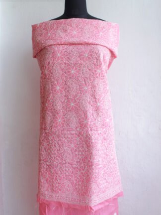 Salmon-Pink-cotton-chikankari-kurta-fabric-