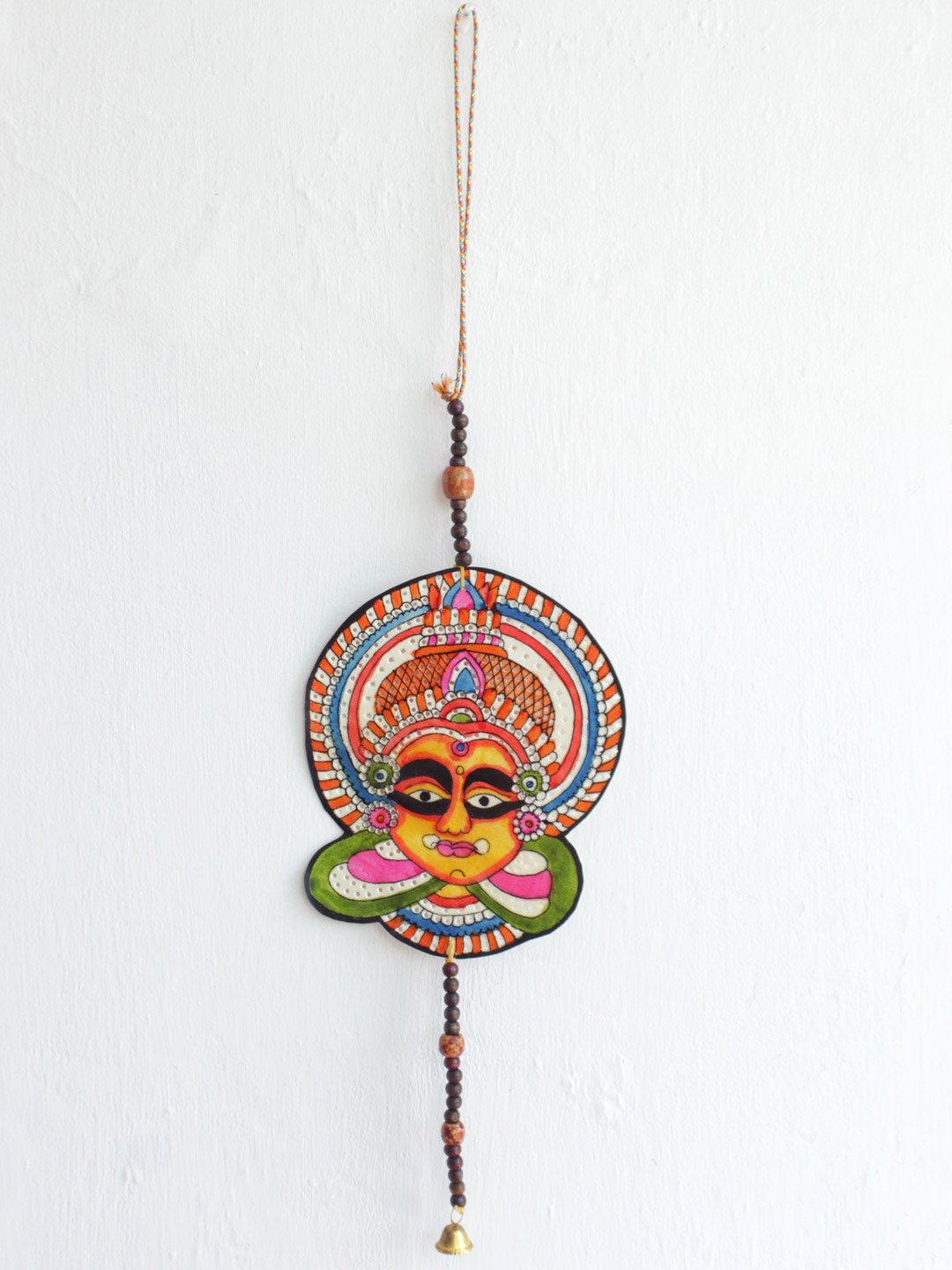 Yellow-Katahkali-face-tholu-Bommalata-wall-hanging Yellow Kathakali face Wall-hanging - Image 1