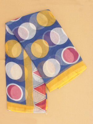 Blue-dot-printed-kota-doria-saree at Shilphaat