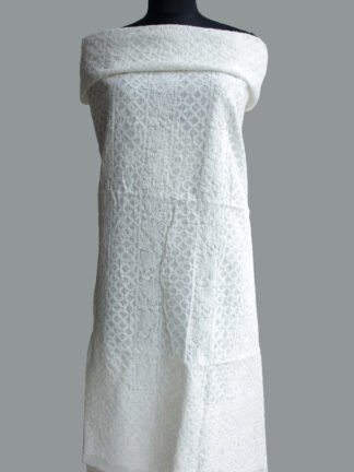 Cream-White-Chikankari-cotton-kurta-fabric at Shilphaat.com