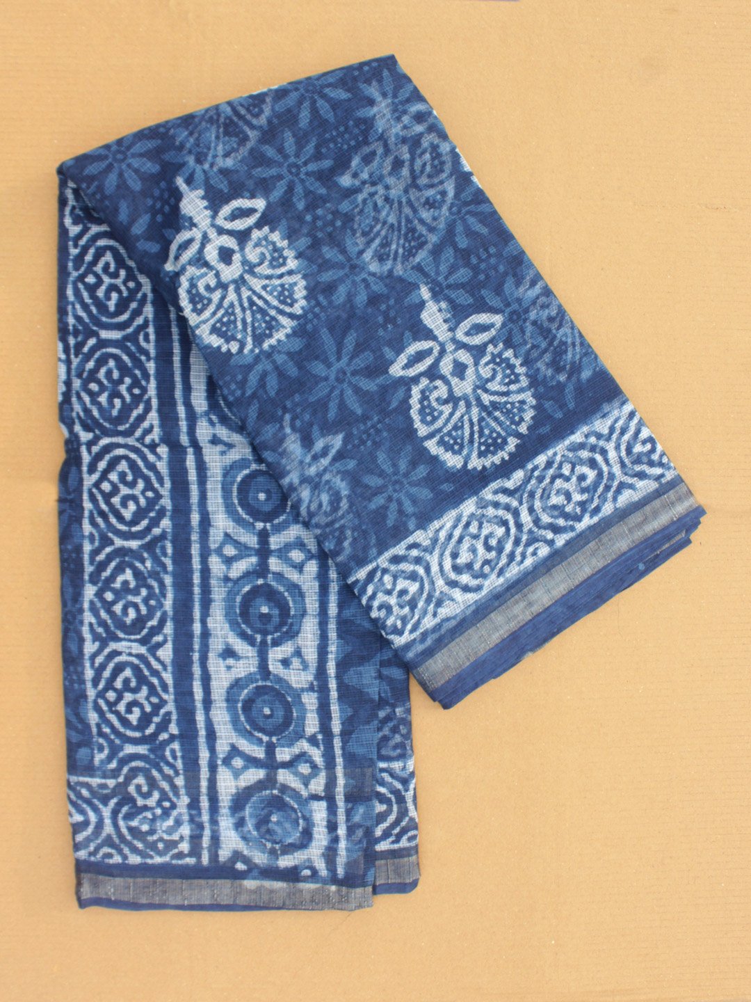 Floral-Indigo-dabu-printed-kota-cotton-saree Floral-Indigo-dabu-printed-kota-cotton-saree Shilphaat