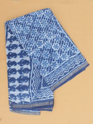 Indigo-Floral-print-kota-cotton-sari