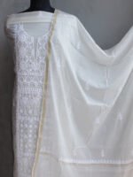 Beadwork-Chikankari-Off-white-mul-chanderi-Kurta-Dupatta-Set at Shilphaat.com
