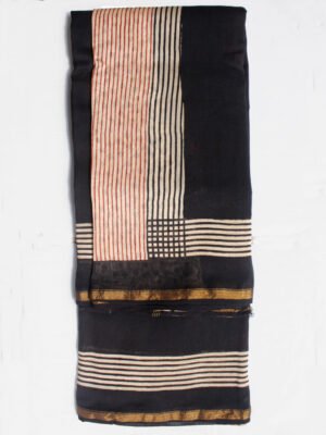 Black--Chanderi-Block-printed-saree at Shilphaat