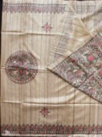 Black and Red-Fishes,-Peacocks-Madhubani-Bagalpuri-tasar-silk-Dupatta