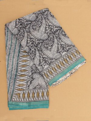 Black-paisley-block-printed-kota-doria-saree at Shilphaat