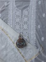 Off-white-Beadwork-Chikankari-Kurta-Dupatta-Set at Shilphaat