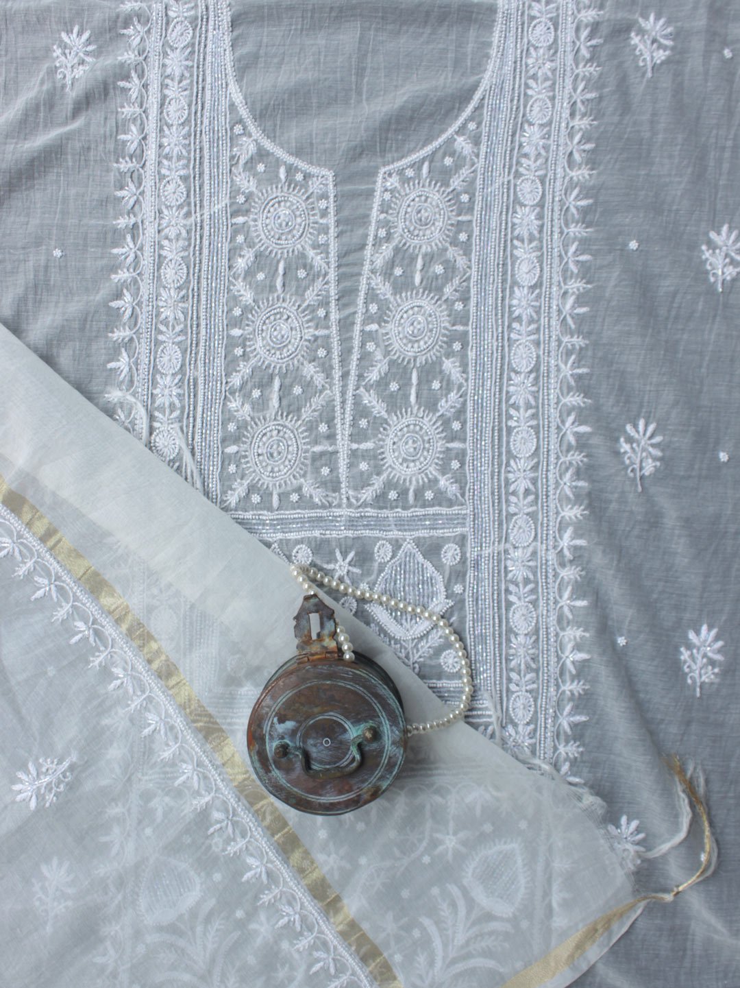 Off-white-Beadwork-Chikankari-mul-chanderi-DM-set-Shilphaat