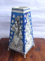 Off-white-and-Blue-Radha-krishn-Big-tholu-bommalata-Table-Lamp