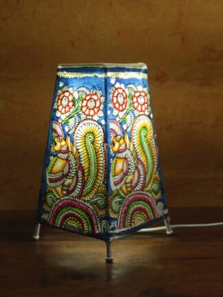 Peacock-8-in-Blue Tholu-Bommalata-Table-lamp