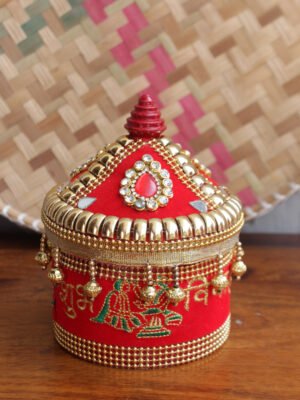 Red-Shubh-vivah-lace-small-wood-sindoor-box