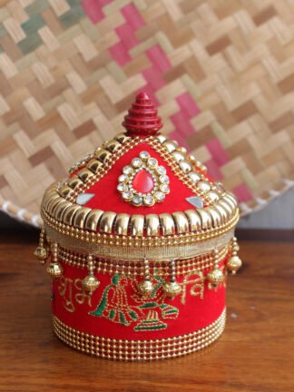 Red-Shubh-vivah-lace-small-wood-sindoor-box