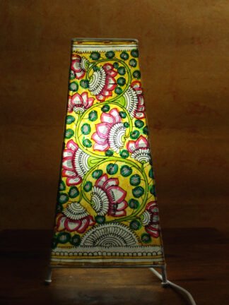 Red-and-Yellow-Lotus-tholu-bommalata-floor-Lamp