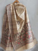 Red-and-black-Fishes-Madhubani-Ghicha-silk-Dupatta