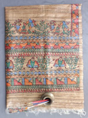 Birds-and-peacocks-madhubani-silk-dupatta
