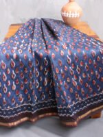 Block-Printed-Indigo-maheshawari-Saree