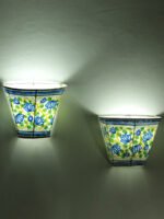 Blue-Lotus-tholu-bommalata-wall--Lamp-Pair