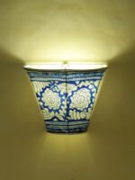 Blue-and-white-Tholu-Bommalata-Wall-lamp at Shilphaat