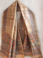 Fishes-and-Lotus-madhubani-ghicha-silk-Scarf