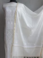 Floral-Beadwork-Chikankari-Off-white-mul-chanderi-Kurta-Dupatta-Set at shilphaat