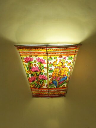 Ganesha-and-Lotus-Tholu-Bommalata-Wall-lamp at Shilphaat