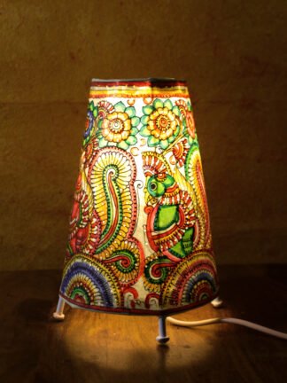 Multicolour-Peacock-tholu-bommalata-Table-Lamp