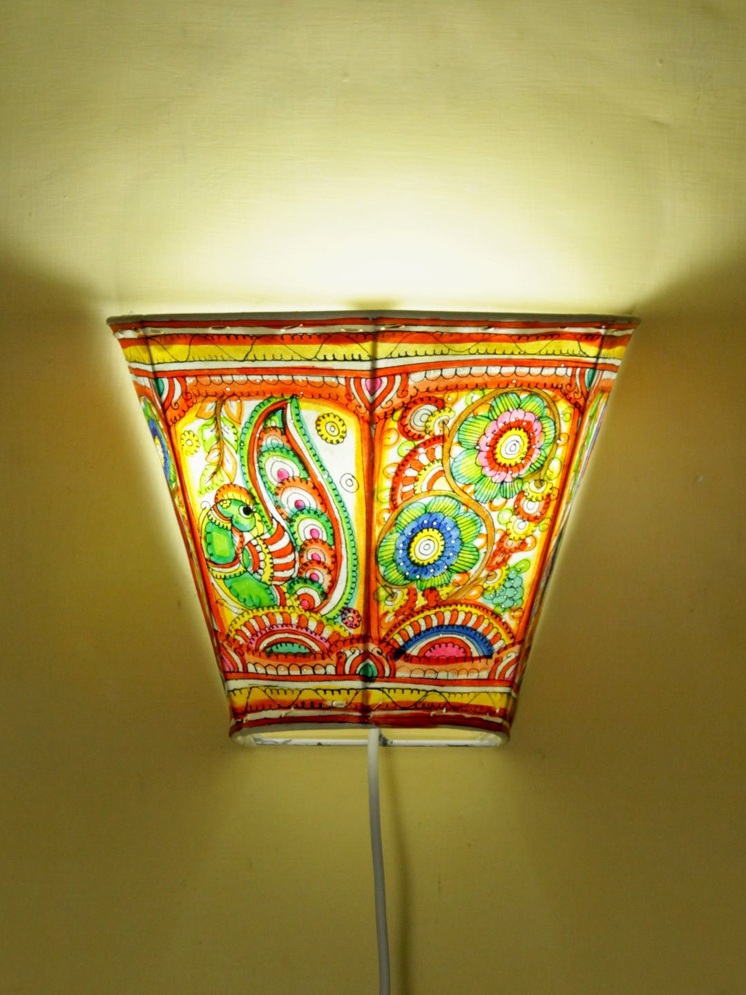 Peacocks-and-flowers-Tholu-Bommalata-Wall-lamp Peacocks-and-flowers-Tholu-Bommalata-Wall-lamp