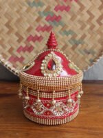 Red-Crystal-lace-wedding-Sindur-box at Shilphaat.com