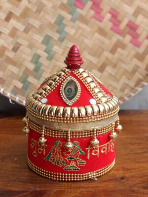 Red-Shubh-vivah-lace-small-wooden-sindoor-box