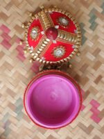 Red Velvet and crystal Lace wooden Sindur-Box - Image 2