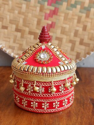 Red-velvet-and-crystal-Lace-marriage-sindur-dan at Shilphaat