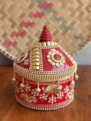 Red-zari-and-crystal-lace-wooden-Sindhora