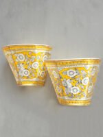 Yellow-and-off-white-traditional-leather-wall--Lamp-Pair